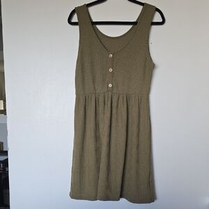 SHEIN Olive Green Textured Mini Dress